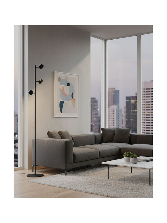 VK Lighting LED Floor Lamp Height 151.2cm with Warm White Light 1250lm Black