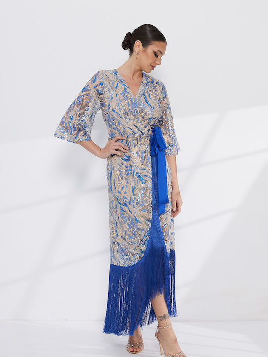 Maxi Dress for Wedding - Christening Blue KM609 037