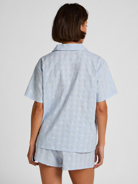 Hunkemöller Sommer Damen Schlafanzug Kurze Hosen Blau