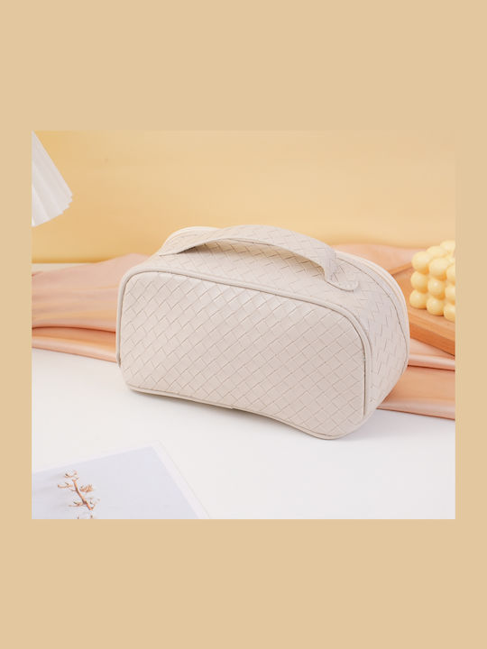 Square Multifunctional Toiletry Bag Knitted Surface – White