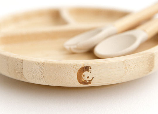 Cheeky Chompers Bamboo Feeding Set With Anti-Slip Beige Base 5 Pieces