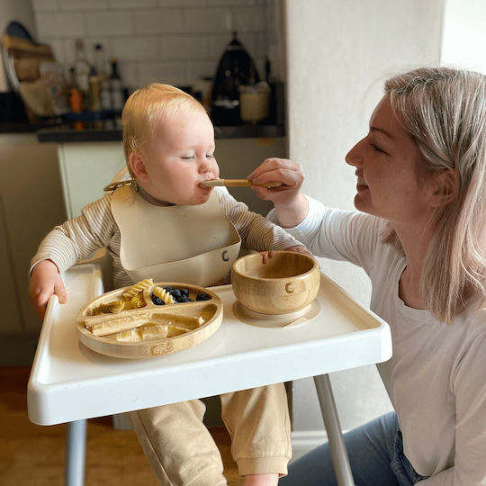 Cheeky Chompers Bamboo Feeding Set With Anti-Slip Beige Base 5 Pieces