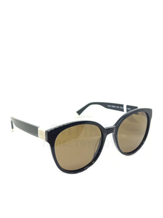 Benetton Unisex Sunglasses With Black Frame And Brown Polarized Lens