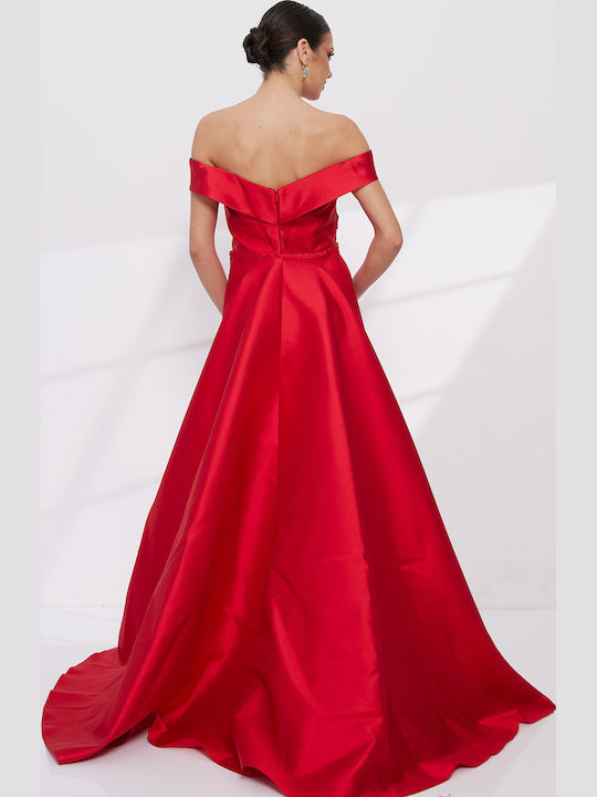 Summer Maxi Dress for Wedding - Christening Satin Red