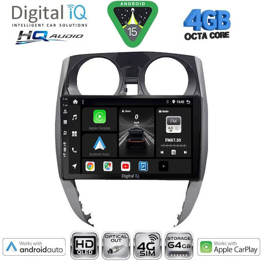 Digital IQ Car Audio System for Nissan Micra 2017 (Bluetooth/USB/WiFi/GPS/Apple CarPlay/Android Auto) with 9" Touch Screen