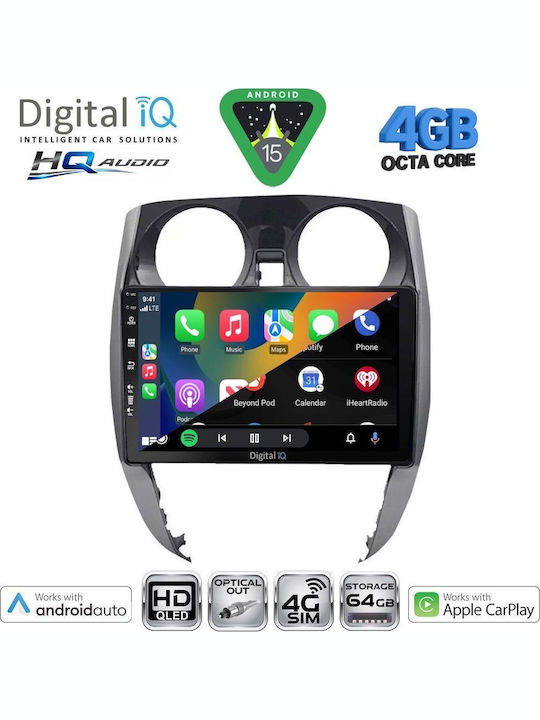 Digital IQ Car Audio System for Nissan Note 2012-2020 Bluetooth USB WiFi GPS Apple CarPlay Android Auto with 10" Touch Screen