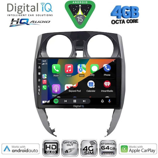 Digital IQ Car Audio System for Nissan Note 2012-2020 Bluetooth USB WiFi GPS Apple CarPlay Android Auto with 10" Touch Screen