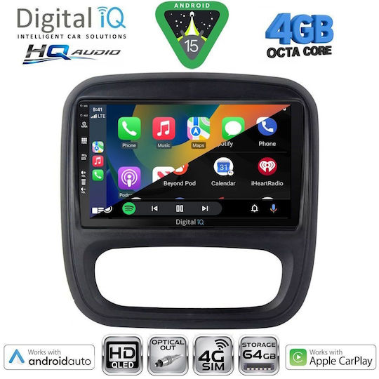 Digital IQ Ηχοσύστημα Αυτοκινήτου για Opel Vivaro Renault Trafic Nissan NV300 2014-2019 (Bluetooth/USB/WiFi/GPS/Apple-Carplay/Android-Auto) με Οθόνη Αφής 9"
