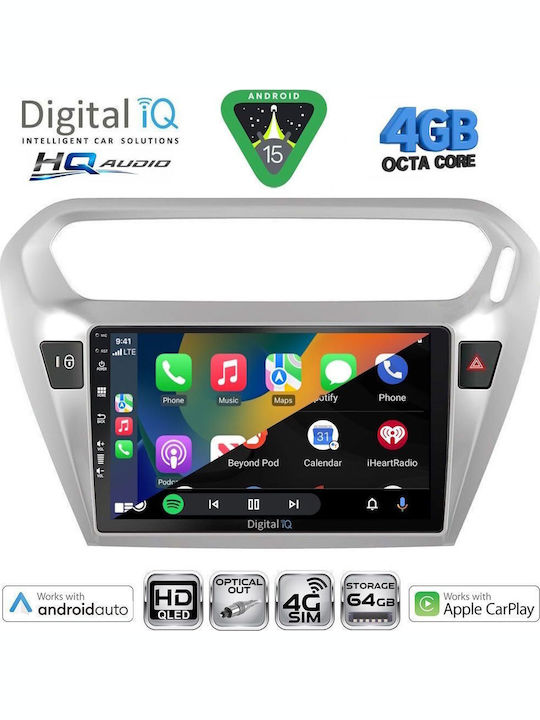 Digital IQ Car Audio System for Peugeot 301 Citroen C-Elysee 2013 Bluetooth USB WiFi GPS Apple CarPlay Android Auto with 9" Touch Screen