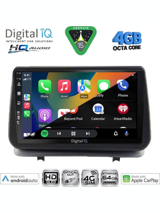 Digital IQ Car Audio System for Renault Clio 2005-2011 Bluetooth USB WiFi GPS Apple CarPlay Android Auto with 9" Touch Screen