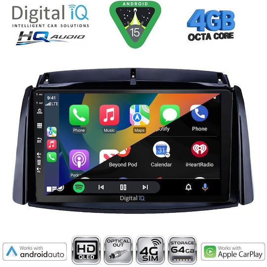 Digital IQ Ηχοσύστημα Αυτοκινήτου για Renault Kangoo 2010-2021 (Bluetooth/USB/WiFi/GPS/Apple-Carplay/Android-Auto) με Οθόνη Αφής 9"