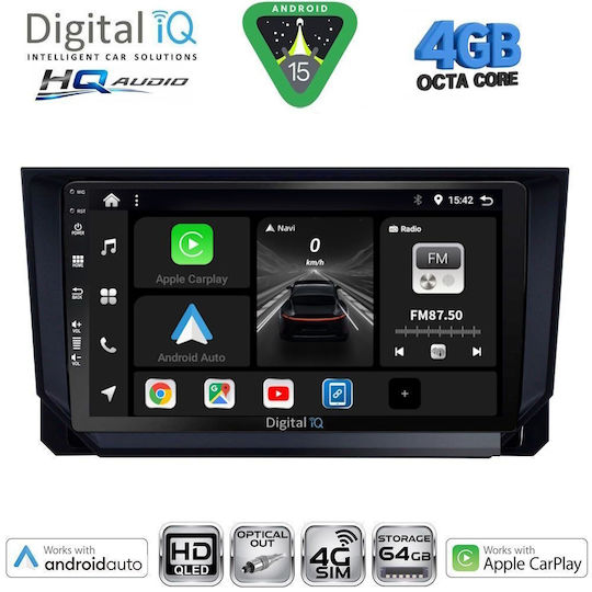 Digital IQ Auto-Audiosystem für Seat Ateca 2017 mit Touchscreen 9" Bluetooth USB WiFi GPS Apple CarPlay Android Auto Digital IQ BXK 19568_CPAA