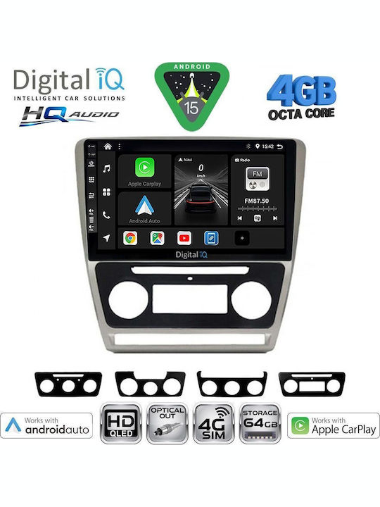 Digital IQ Car Audio System for Skoda Octavia 2005-2012 with Clima (Bluetooth/USB/WiFi/GPS/Apple CarPlay/Android Auto) with 10" Touch Screen