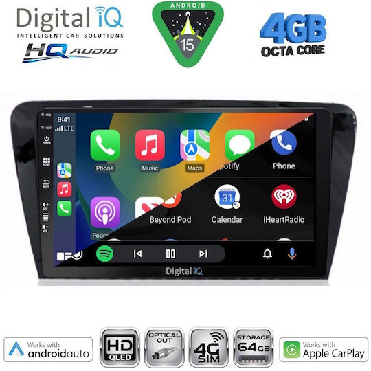 Digital IQ Car Audio System for Skoda Octavia 2013-2021 with Clima Bluetooth USB WiFi GPS Apple CarPlay Android Auto with 10" Touch Screen