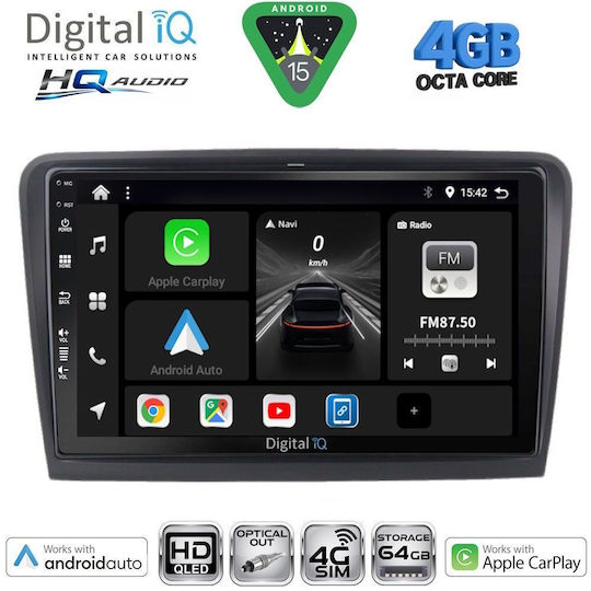 Digital IQ Ηχοσύστημα Αυτοκινήτου για Skoda Rapid 2014-2019 με Clima (Bluetooth/USB/WiFi/GPS/Apple-Carplay/Android-Auto) με Οθόνη Αφής 9"
