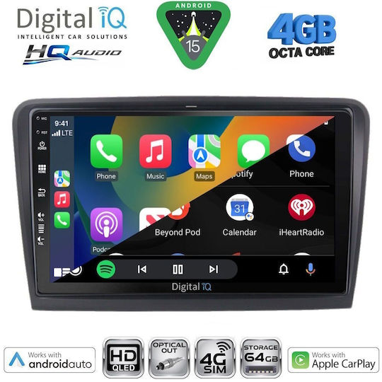 Digital IQ Ηχοσύστημα Αυτοκινήτου για Skoda Rapid 2014-2019 με Clima (Bluetooth/USB/WiFi/GPS/Apple-Carplay/Android-Auto) με Οθόνη Αφής 9"