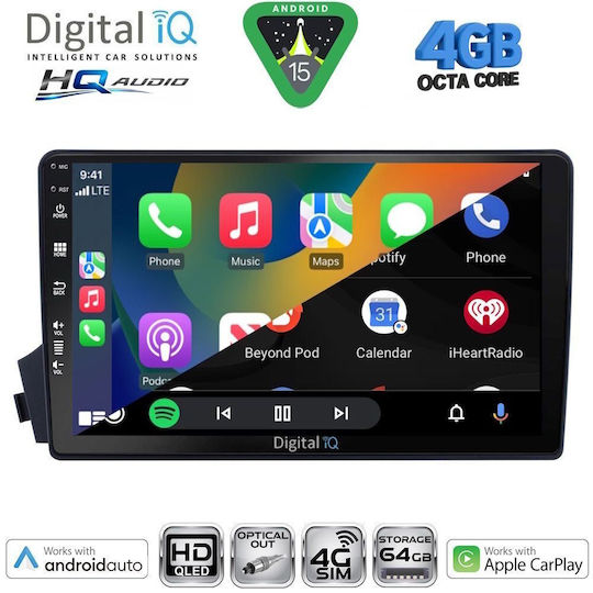 Digital IQ Car Audio System for Ssangyong Actyon / Kyron 2006-2015 (Bluetooth/USB/WiFi/GPS/Apple CarPlay/Android Auto) with 9" Touch Screen