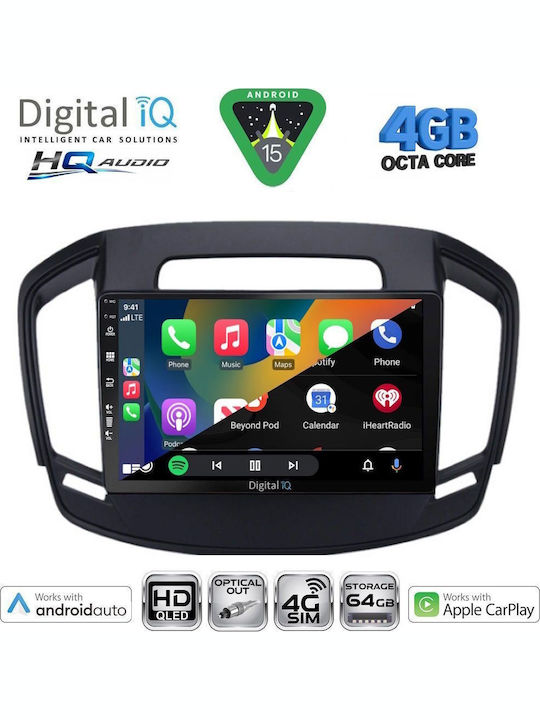 Digital IQ Автомобилна Аудио Система за Opel Insignia 2014-2017 (Bluetooth/USB/WiFi/GPS/Apple CarPlay/Android Auto) с Touch Screen 9"