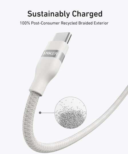 Anker Braided USB 2.0 Cable USB-C male - USB-C 240W Λευκό 0.9m A82E2H21