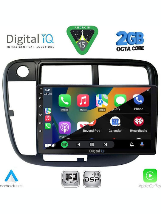 Digital IQ Car Audio System for Honda Civic 1995-2001 with Clima (Bluetooth/USB/WiFi/GPS/Apple CarPlay/Android Auto) with 9" Touch Screen