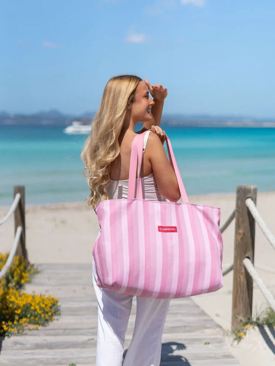 Pink Canvas Tote Bag 50x20x35 Cm Zipper & Inner Pocket Brunet Flamingueo