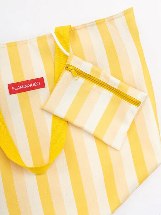 Κίτρινη Canvas Tote Bag 50x20x35 Cm Φερμουάρ & Εσωτερική Θήκη Brunet Flamingueo