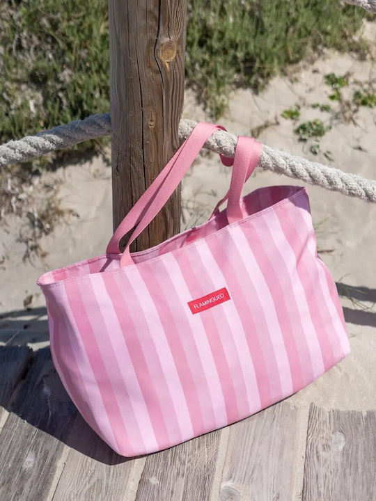 Pink Canvas Tote Bag 50x20x35 Cm Zipper & Inner Pocket Brunet Flamingueo