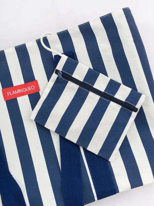 Μπλε Canvas Tote Bag 50x20x35 Cm Εσωτερική Θήκη Delma Flamingueo