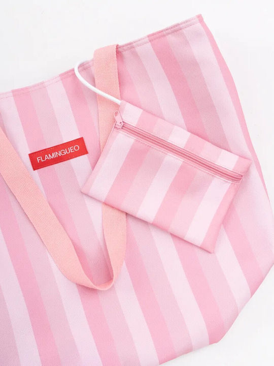 Pink Canvas Tote Bag 50x20x35 Cm Zipper & Inner Pocket Brunet Flamingueo