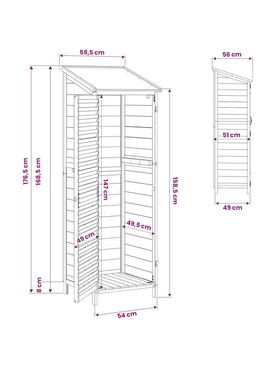 Wooden Garden Shed White 0.59x0.56x1.76m