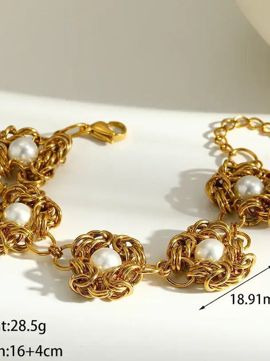 Damen Armband aus Stahl mit Perlen