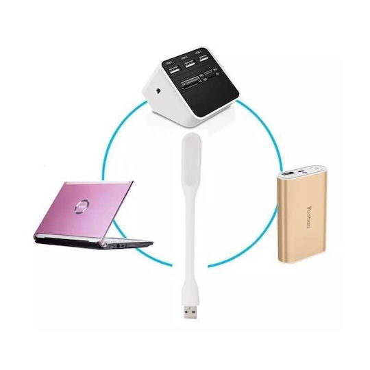 Lampă Led Mini Portabilă 1.2w Braț Flexibil Alimentare Usb Albă 16 Cm