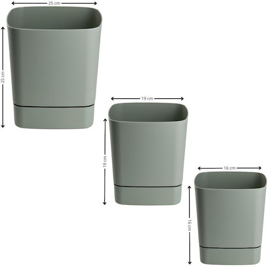 HowHomely Set 3 Pflanzgefäße Grau-Grün