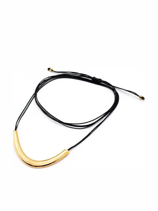 Irmelia Knitted Gold Plated Black Necklace