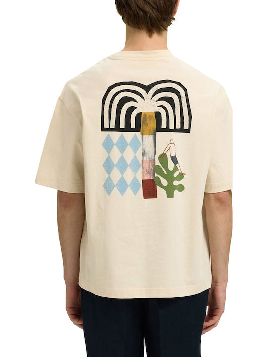 Selected T-shirt Μαυρο- Μπεζ- Μπλε