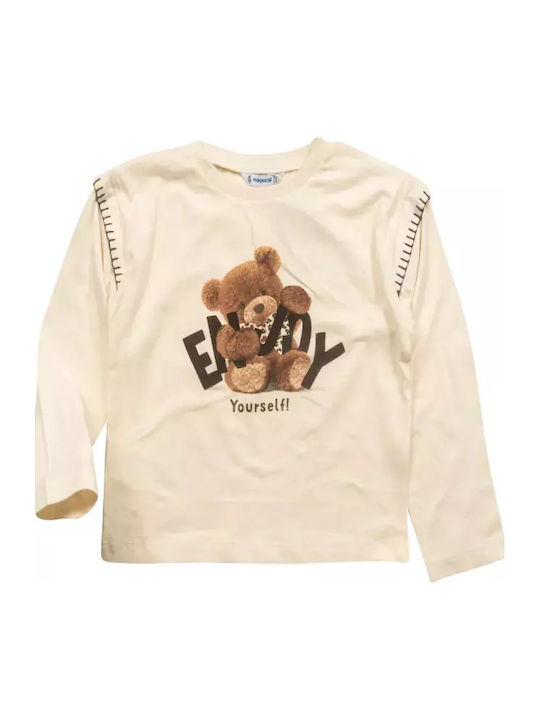 Bluză pentru copii Cu mânecă lungă Albă Bear