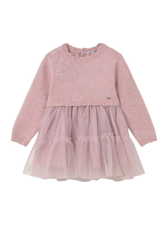 Children's Dress Long Sleeve Tulle Pink