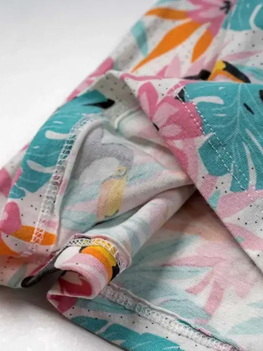 Kinderkleid Kurzärmelig Blumen Hellblau