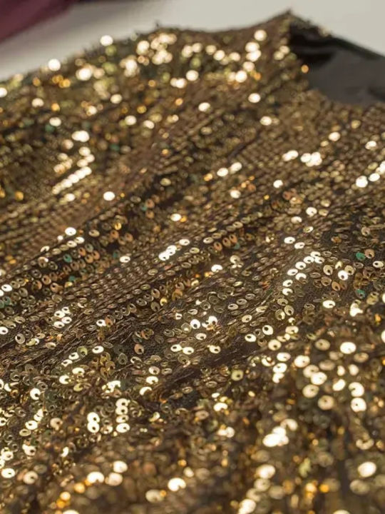 Children's Dress Long Sleeve with Sequins Gold