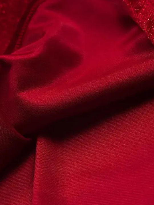 Rochie pentru Copii Mânecă lungă Catifea Set cu Accesorii Red