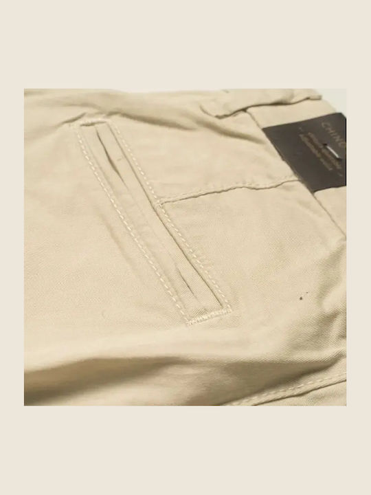 Kids' Chino Fabric Pants Beige Basic