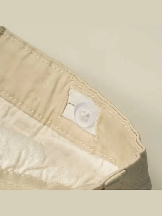Kids' Chino Fabric Pants Beige Basic
