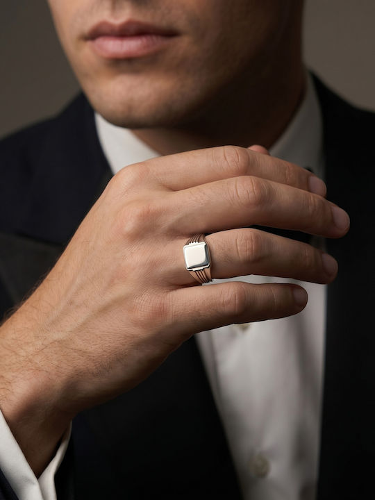 Kiriakos Gofas Men's Ring with Stones Silver