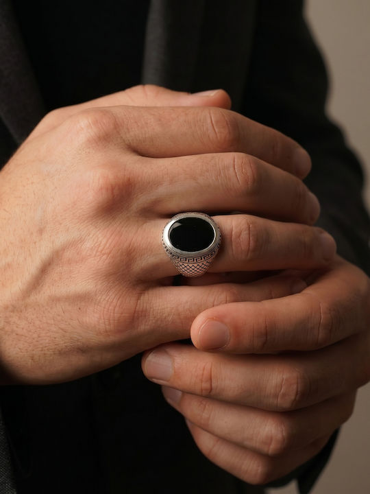 Kiriakos Gofas Men's Ring with Zircon from Silver