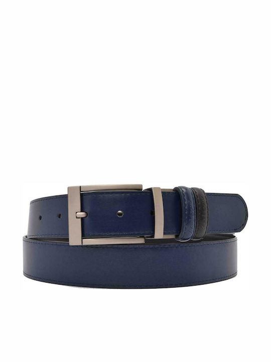 188 Men's Leather Double Sided Belt Black/Blue