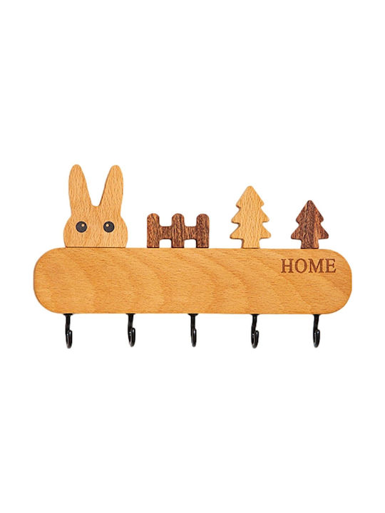 Alista Home Agățătoare Chei De Perete Din Lemn 5 Compartimente 13.5x22cm