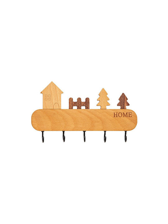 Alista Home Agățătoare Chei De Perete Din Lemn 5 Compartimente 13.5x23cm