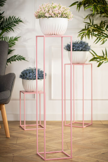 HowHomely Метална Поставка За Саксия Розова 24x24x100см