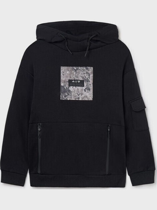 Kids Sweatshirt with Hood and Pockets Black