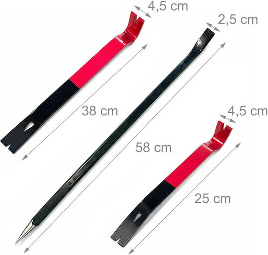 Relaxdays Set 3 Handles Red Black 58x2x4.5 Cm